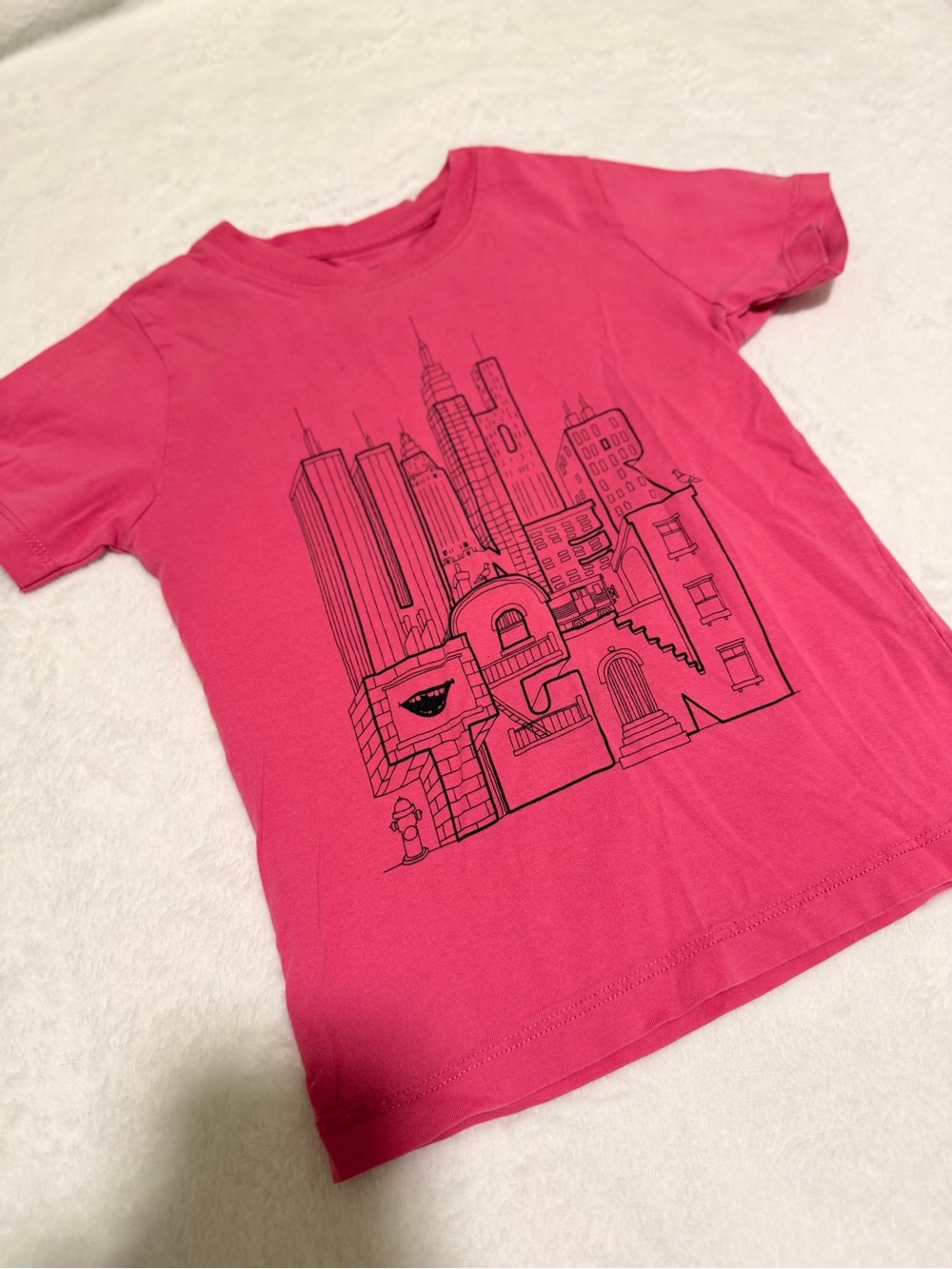 Kids Graphic Tee in Bright Pink - City Sketch Design